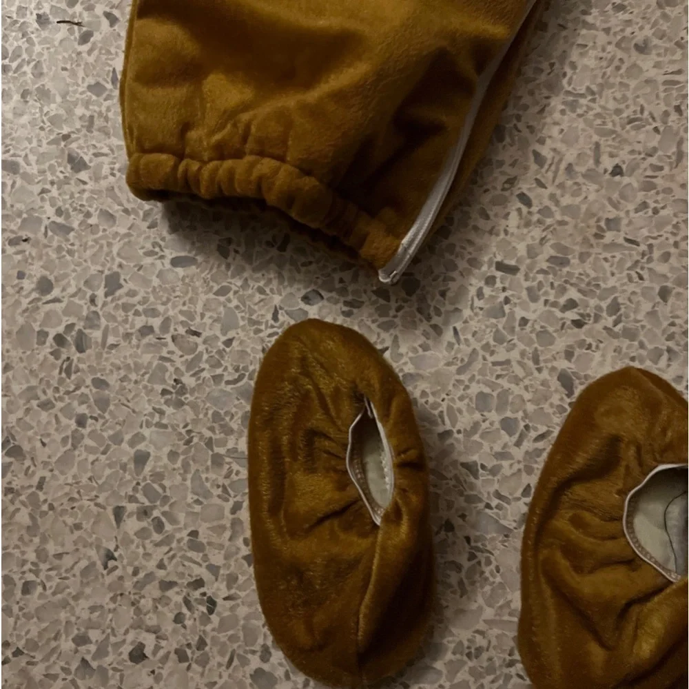 Winnie the Pooh Kids plush Costume Sz 12-18M Plush Head Piece Matching Slippers
